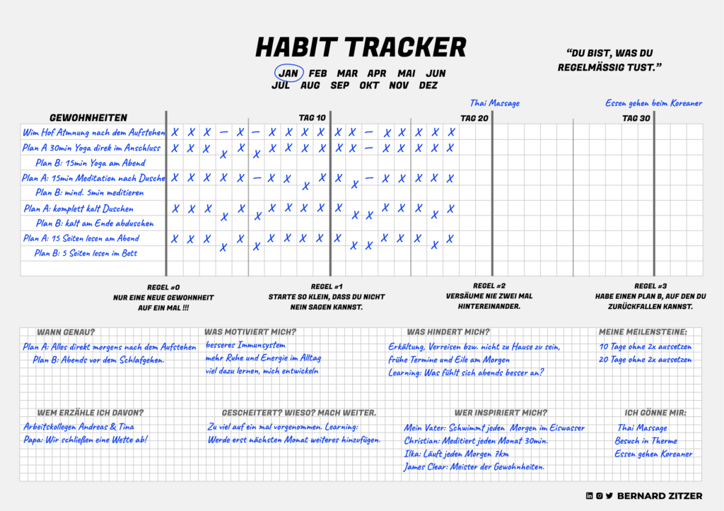 Habit Tracker Gewohnheiten Tracken PDF Vorlage