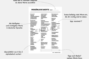 Persönliche Werte Liste ermitteln Vorlage zum Ausdrucken