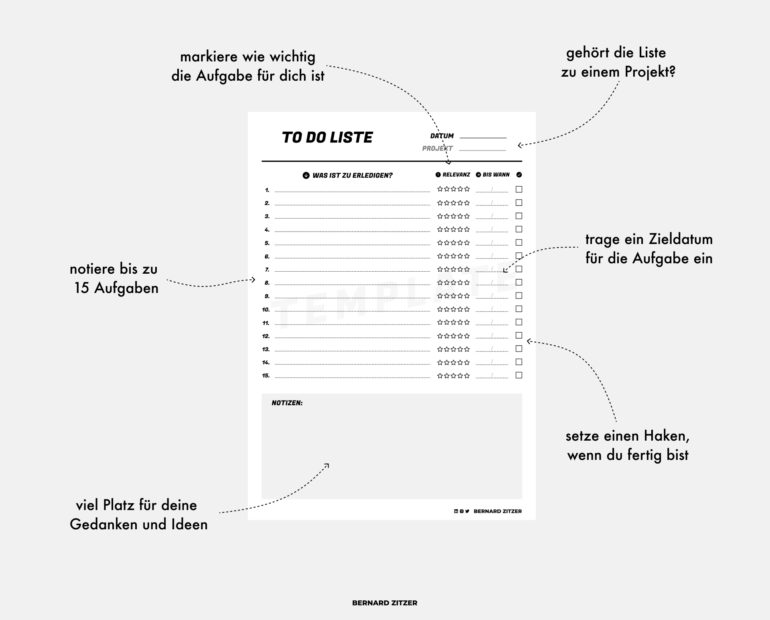 To Do Liste Vorlage PDF zum Ausdrucken kostenlose Aufgabenliste